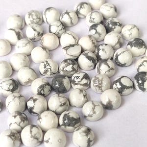Natural White Howlite  Round Cabochon AAA Quality 3MM TO 10MM - White Howlite Cabochon Round