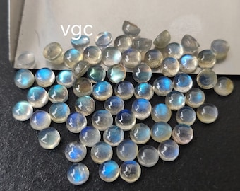 Natural  AAA Quality Labradorite Blue Flashy Round Cabochon 3mm To 10mm - Labradorite Blue Flashy Cabochon