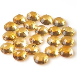 6mm Golden Yellow Rose Cut Faceted Resin Cabochons - Flat Back Round