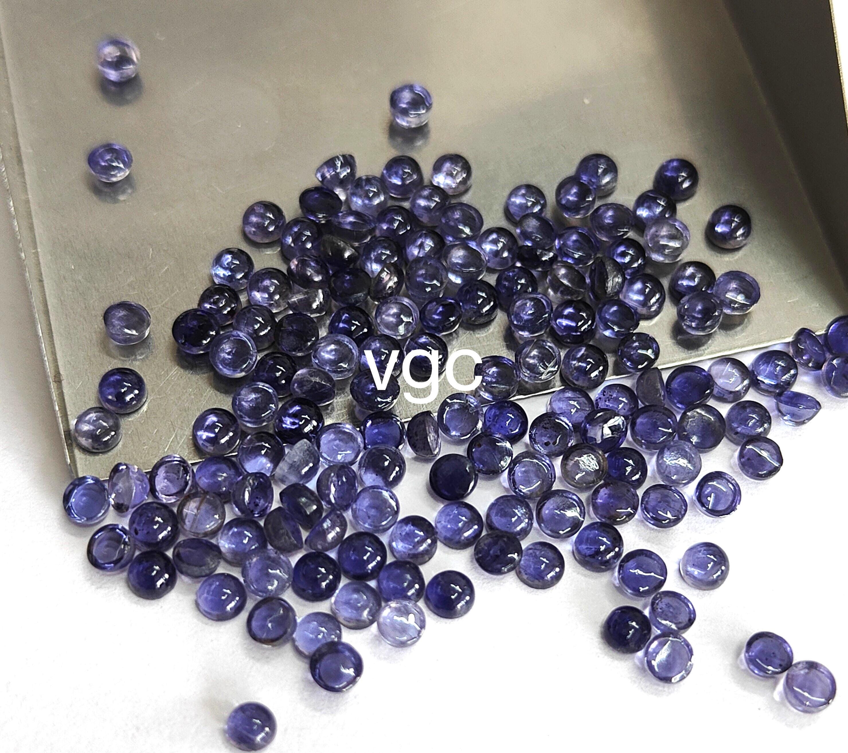 天然アイオライトラウンドカボション 4mm AAA品質 - AAA品質