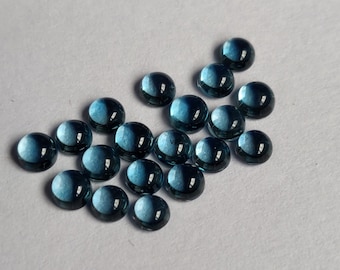 Super Top Quality Natural London Blue Topaz  Round  3mmCabochon AAA Quality-Superb Luster London Blue Topaz