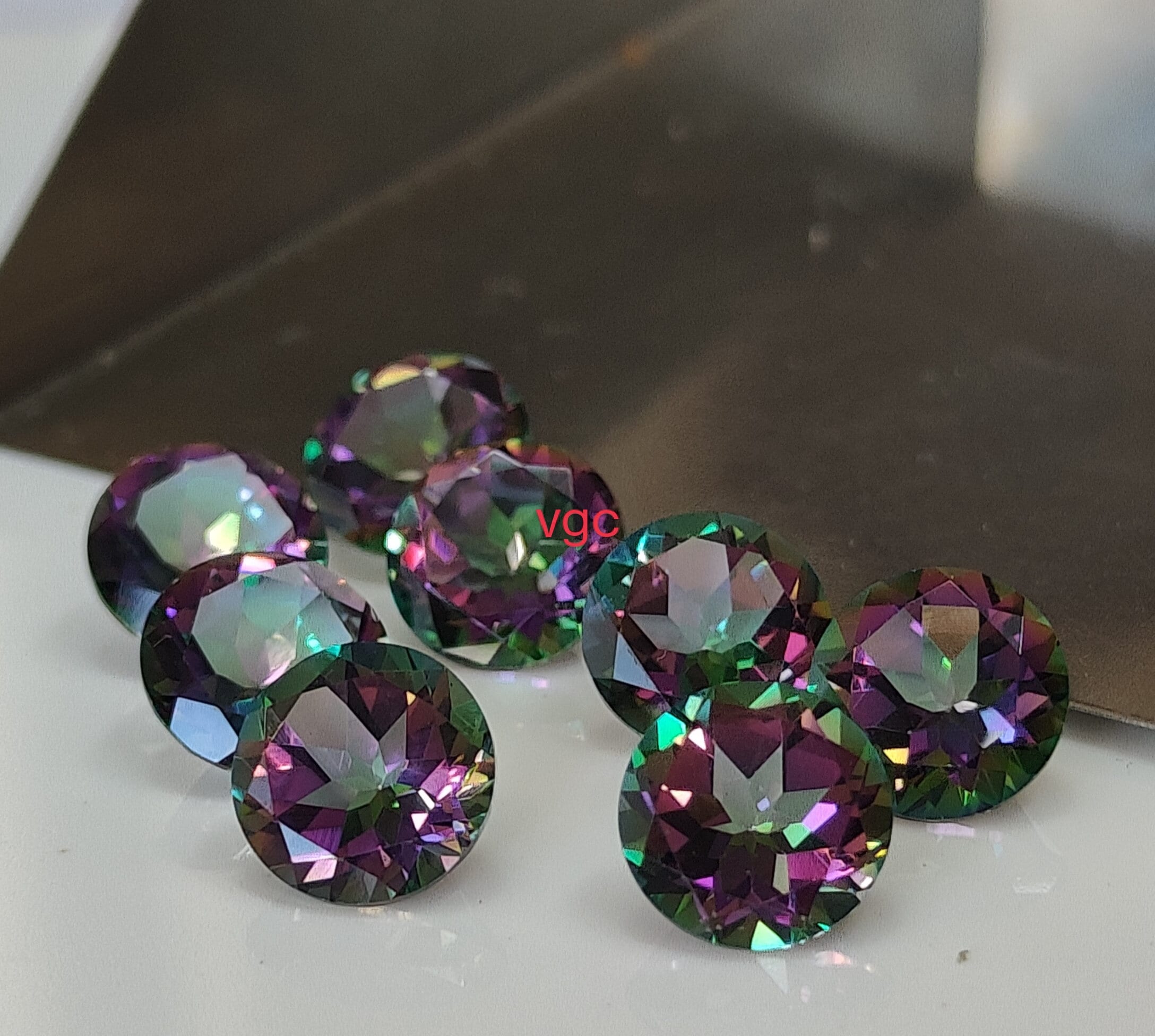Faceted Mystic Topaz, 7mm Round Cut, AAA Quality - Etsy