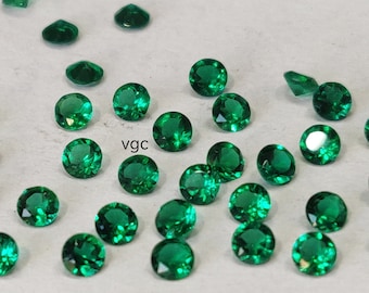Lab Created Emerald, 2mm Faceted Round AAA Quality