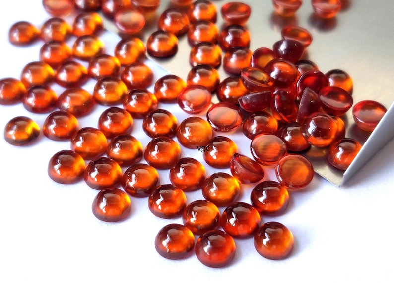AAA Hessonite Garnet Cabochon – Orange Gemstone, Round 2.5-6mm image 3