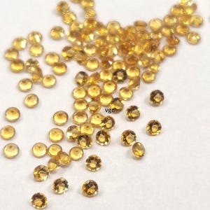 Natural Yellow Citrine Round Faceted 1.25mm AAA Quality- Good Color Citrine Round Faceted