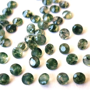 Agate mousse naturelle ronde à facettes 3 mm Qualité AAA - Agate mousse à facettes 3 mm