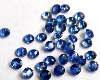 Cianite blu naturale, gemma rotonda sfaccettata da 3 mm - Qualità AAA