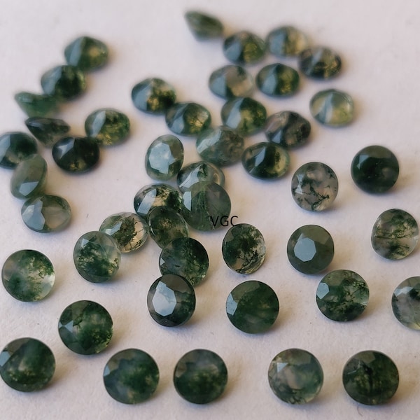 Natural Moss Agate Round Faceted 2mm AAA Quality- Moss Agate Faceted 2mm