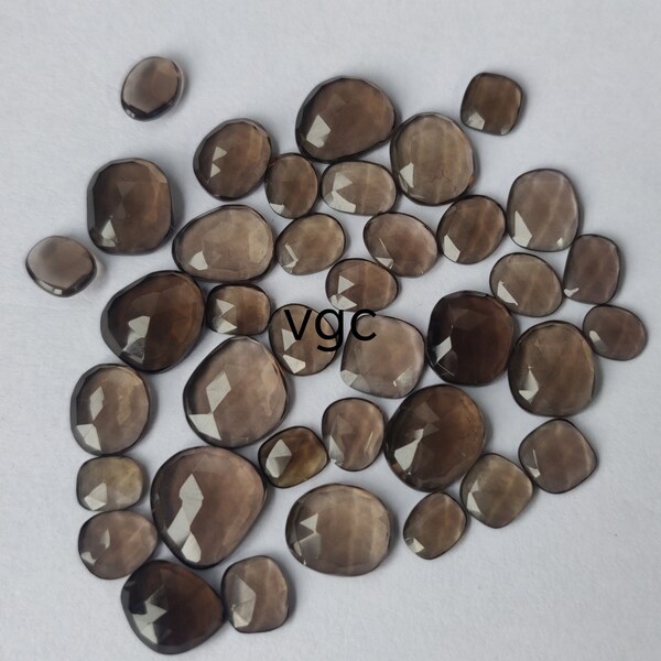 Natural Smoky Quartz  Uneven Shape Slices Faceted Cut AAA Quality