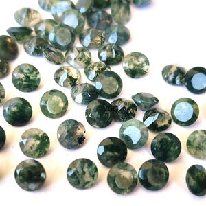 Natürliche Moosachat Rund facettiert 5 mm AAA Qualität - Moosachat facettiert 5 mm