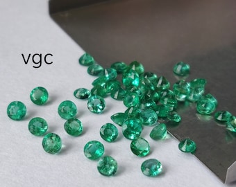 Natural Zambian Green Cut Emerald 2-4 mm Round Shape Faceted Calibrated Gemstone 
