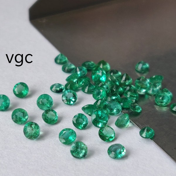 Natural Zambian Emerald 2mm Round Faceted AAA Quality - Zambian Emerald Faceted AAA Quality