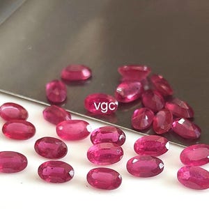 Rubí natural relleno de vidrio, 5 x 7 mm, facetado ovalado, calidad AAA - Rubí ovalado relleno de vidrio