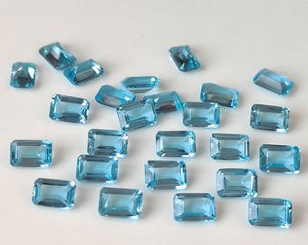 AAA Swiss Blue Topaz, Faceted Octagon Cut (3x5mm)