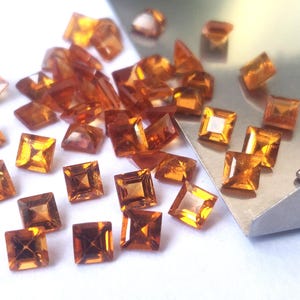 Natural Hessonite Orange Garnet 5 mm Square Faceted AAA Quality- Hessonite Garnet Top Quality