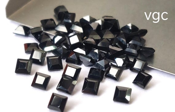 Natural Black Spinel – Square Faceted AAA Gemstone (2-10mm)