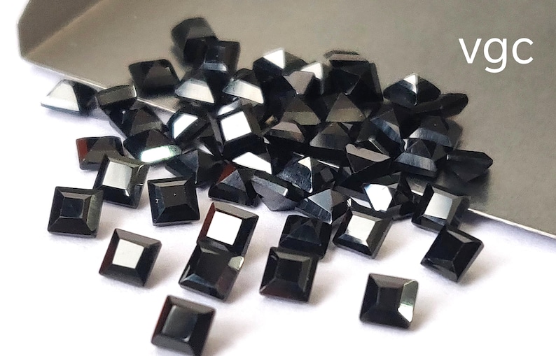 Natural Black Spinel – Square Faceted AAA Gemstone (2-10mm) image 1