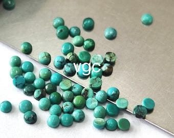 Natural Tibbati Turquoise 3mm Round Cabochon - AAA Quality