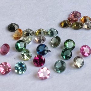 Turmalina facetada AAA – Redonda de 1,5 mm, piedra natural multicolor imagen 1