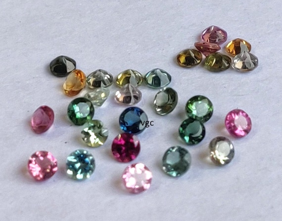 AAA Faceted Tourmaline – 1.5mm Round, Natural Multicolor Stone