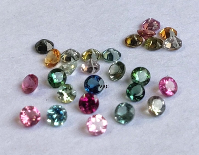 Turmalina facetada AAA – Redonda de 1,5 mm, piedra natural multicolor imagen 1
