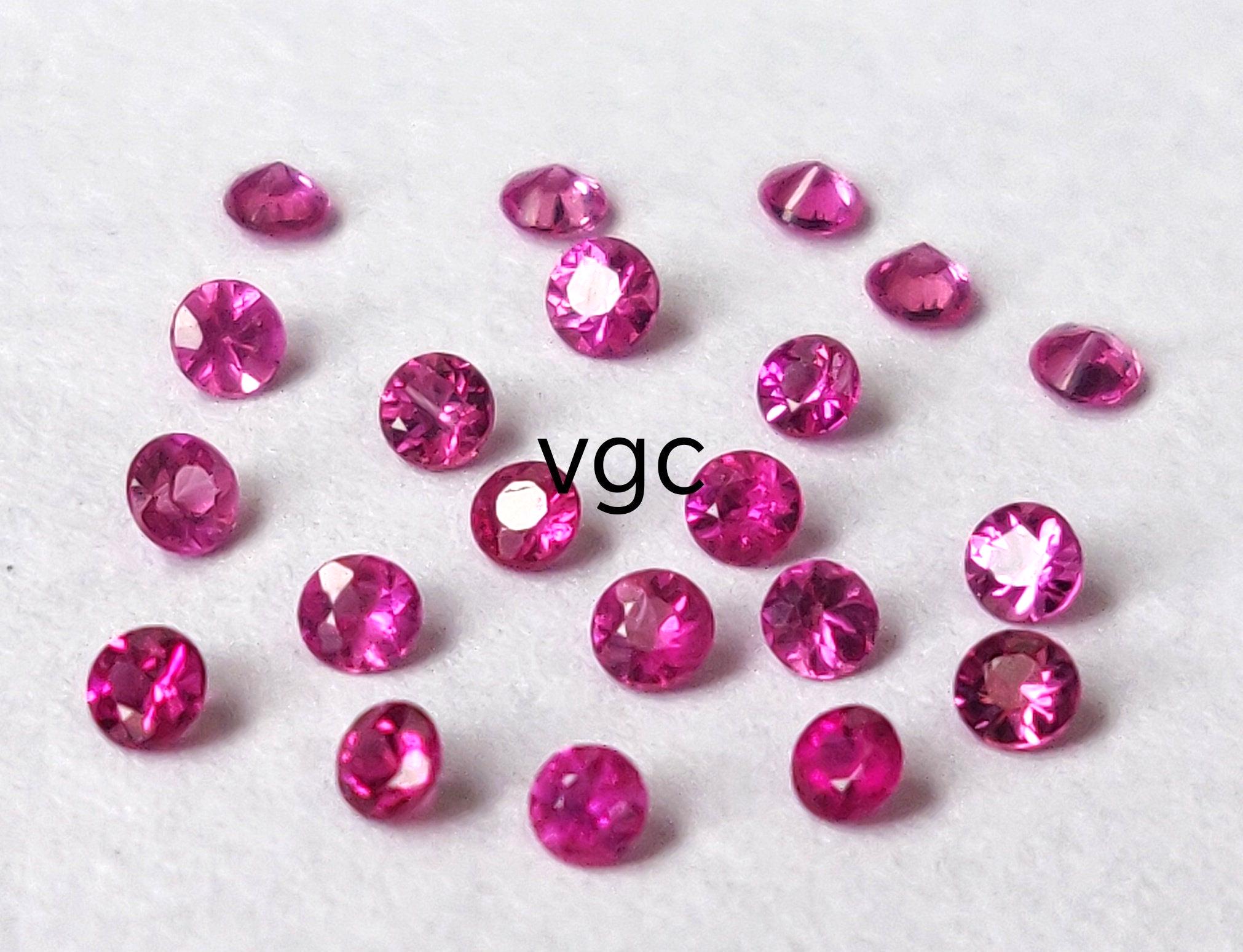 thumbnail image 2 of 10-Piece Set Of 2.5mm Round Cut Man-Made AAA Grade Ruby Gemstones 2 of 6