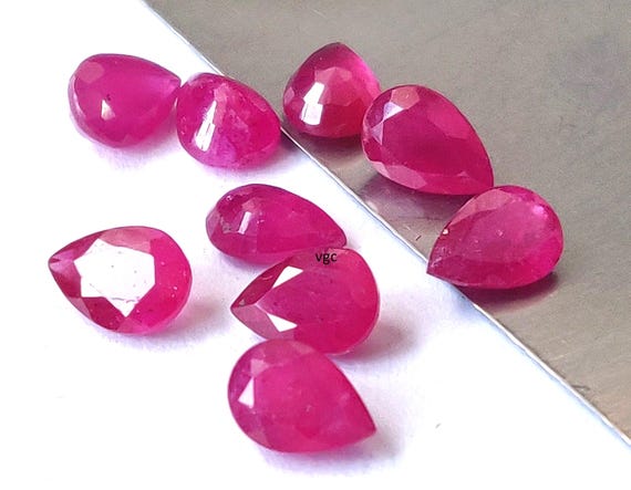 Natural Glass Filled Ruby 3x5mm Pear Faceted AAA Quality - Glass Filled Ruby Pear