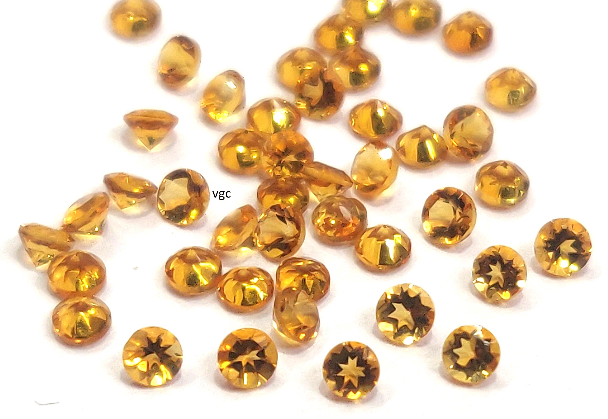天然イエローシトリンラウンドファセット3.5mm AAA品質 - 良好な色