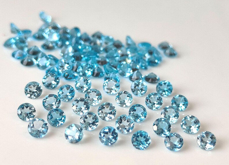 Swiss Blue Topaz Gemstone, 6mm Round Cut, Loose Topaz Stone for Jewelry Making image 3