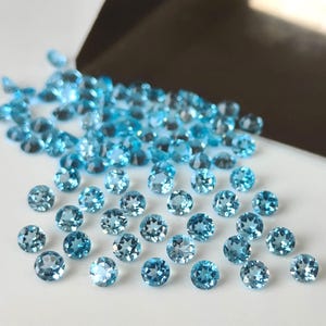 Swiss Blue Topaz Gemstone, 6mm Round Cut, Loose Topaz Stone for Jewelry Making image 4