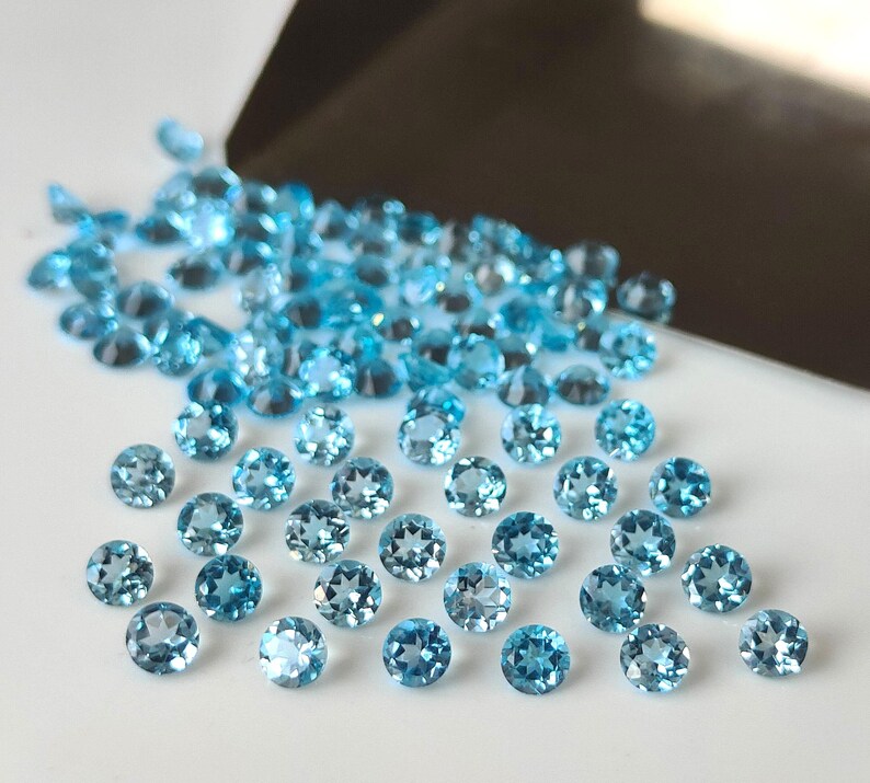 Swiss Blue Topaz Gemstone, 6mm Round Cut, Loose Topaz Stone for Jewelry Making image 4
