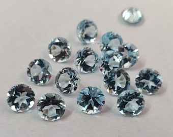 Super Top Quality Natural Sky Blue Topaz Round 4mm Faceted AAA Quality-Superb Luster Sky Blue Topaz