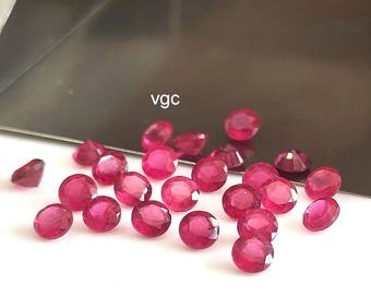 AAA 3mm Round Faceted Ruby – Glass Filled Gemstone