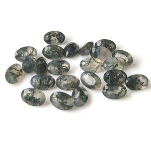 Natürliches Moosachat Oval 5 x 7 mm facettiert AAA-Qualität - Moosachat facettiert Oval
