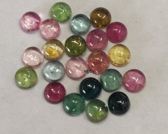 Natural Good Multi Color Tourmaline 5mm Round Cabochon AAA Quality - Superb Quality Multi Color Tourmaline