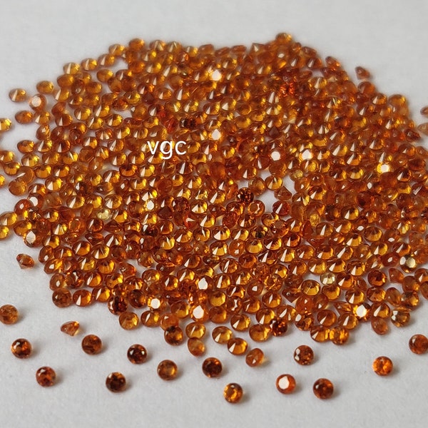 Natural Hessonite Orange Garnet 1.5 mm Round Faceted AAA Quality- Hessonite Garnet Top Quality