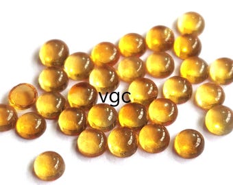 Natural  Top Color And Quality Natural Citrine  Round Cabochon  3mm To 8mm AAA Quality-Superb Luster Citrine Round