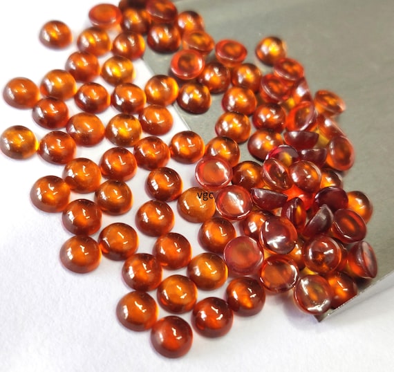 AAA Hessonite Garnet Cabochon – Orange Gemstone, Round 2.5-6mm