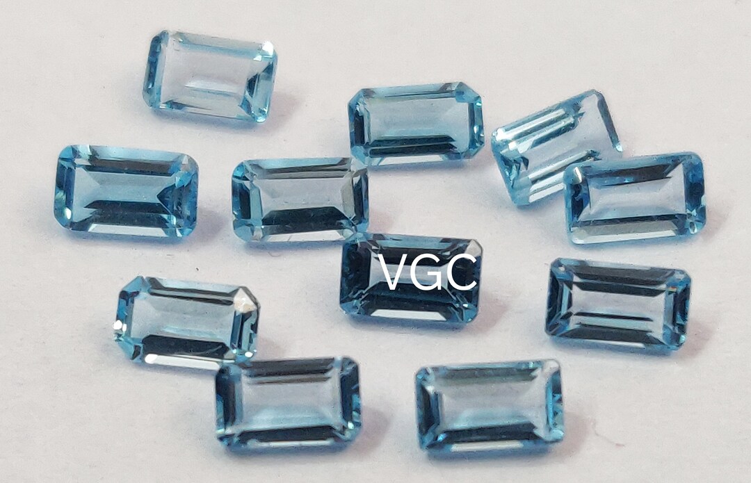 Topacio azul cielo natural de altísima calidad, octogonal, 9 x 11 mm ...