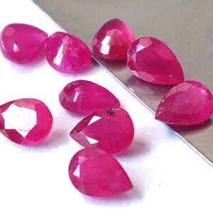 Natural Glass Filled Ruby 5x7mm Pear Faceted AAA Quality - Glass Filled Ruby Pear
