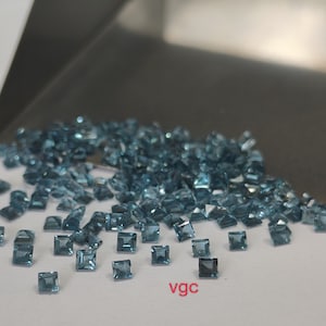 Super Top Quality Natural London Blue Topaz Square Faceted 2mm AAA Quality - Natural London Blue Topaz Square