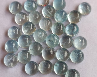 Naturel Bon Bleu Clair Couleur Aigue-marine 4mm Cabochon Rond AAA Qualité-Bonne Couleur Bleu Clair Aigue-marine