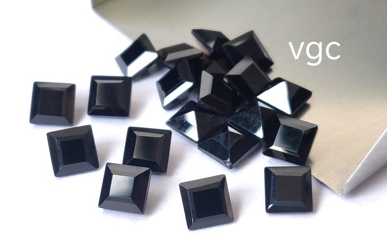 Natural Black Spinel – Square Faceted AAA Gemstone (2-10mm) image 2