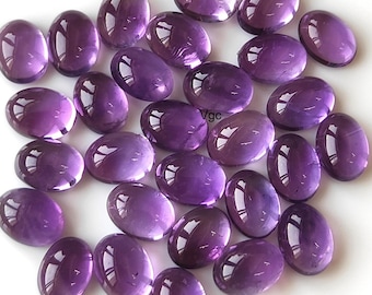 Amethyst Cabochon, Natural Purple Gemstone, 10x14mm Oval Stone for Jewelry Making