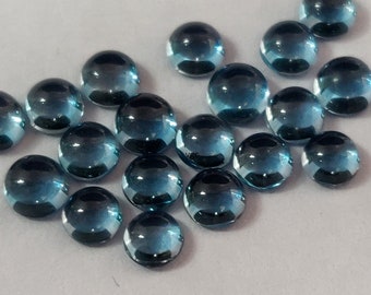 Super Top Quality Natural London Blue Topaz  Round  4mmCabochon AAA Quality-Superb Luster London Blue Topaz