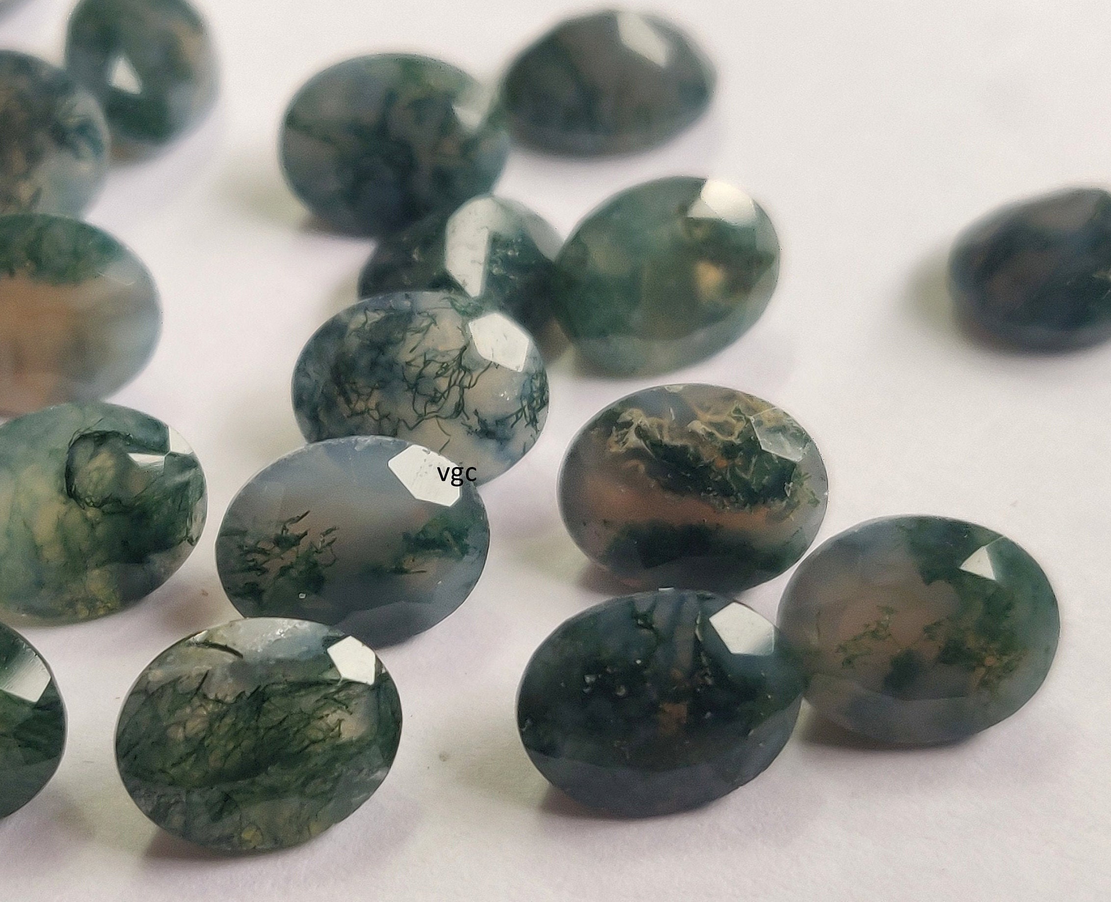 Natural Moss Agate Oval 8x10mm Faceted AAA Quality Moss | Etsy