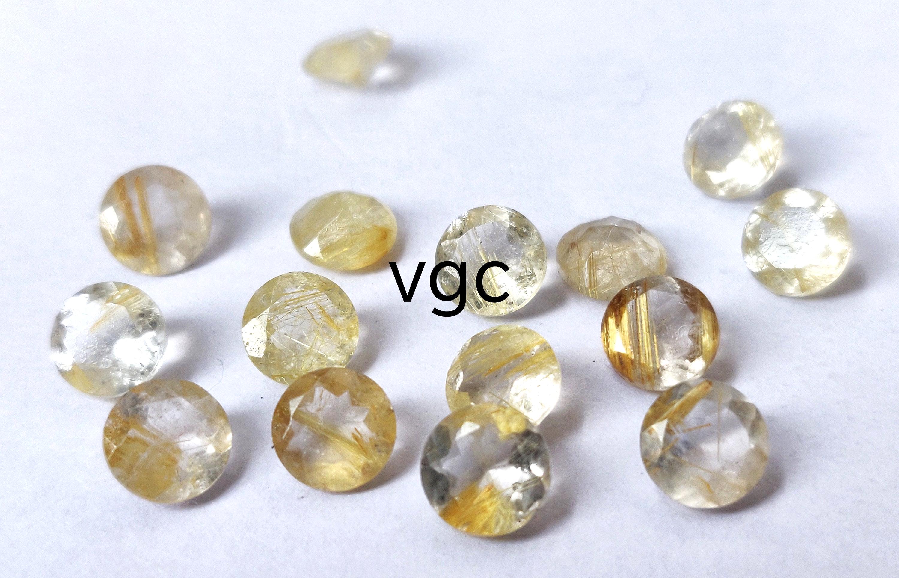 7.5～8mm前後玉 8個セット♡♡ゴールドルチル 最高級天然ゴールデンルチルクォーツ 8mm ファセットカット - AAA品質