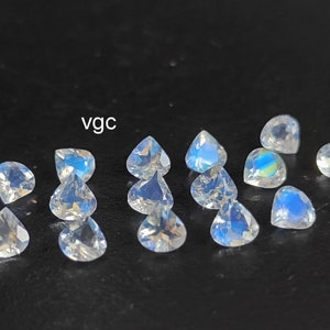 Natural  Super Top AAA Quality Rainbow Moonstone Heart Shape  Faceted 5 mm  - Rainbow Moonstone Good Blue Flashy Heart Shape