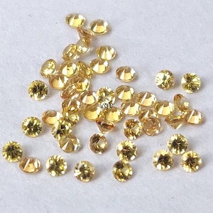 Natural Yellow Sapphire Round Diamond Faceted Cut 2mm AAA Quality -Yellow Sapphire Round