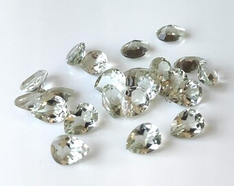 Green Amethyst 6x9mm Pear Cut Gemstone, Loose Faceted Stone, Natural Prasiolite for Jewelry Making